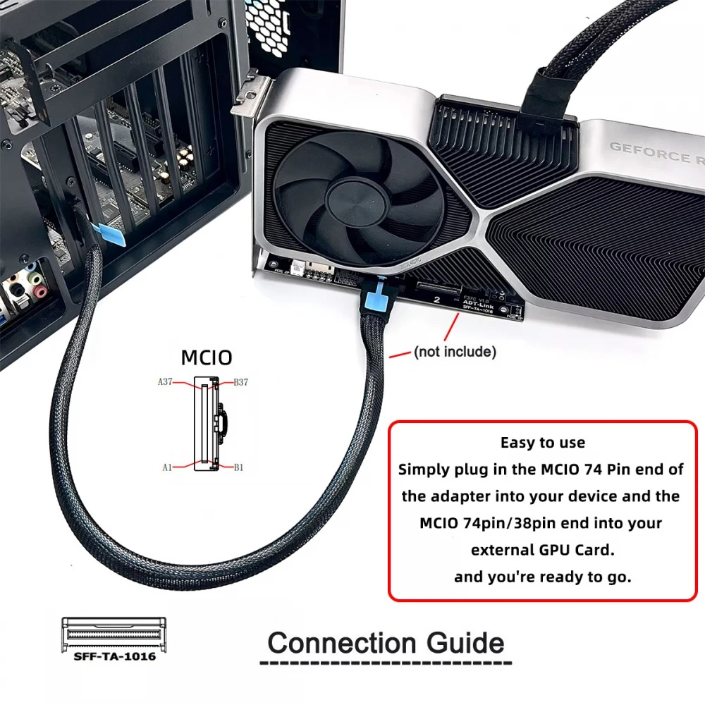 Фото PCIE5.0 PCI-Express 8x к MCIO 8i Mini SFF-TA-1016 Адаптер ввода-вывода Cool Edge для материнской платы SSD Видеокарта №2