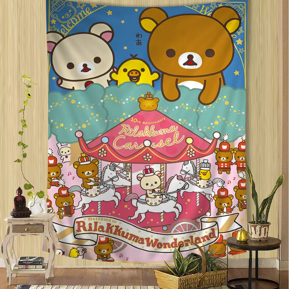 Милый мультфильм R-Rilakkuma классический большой настенный гобелен с принтом аниме