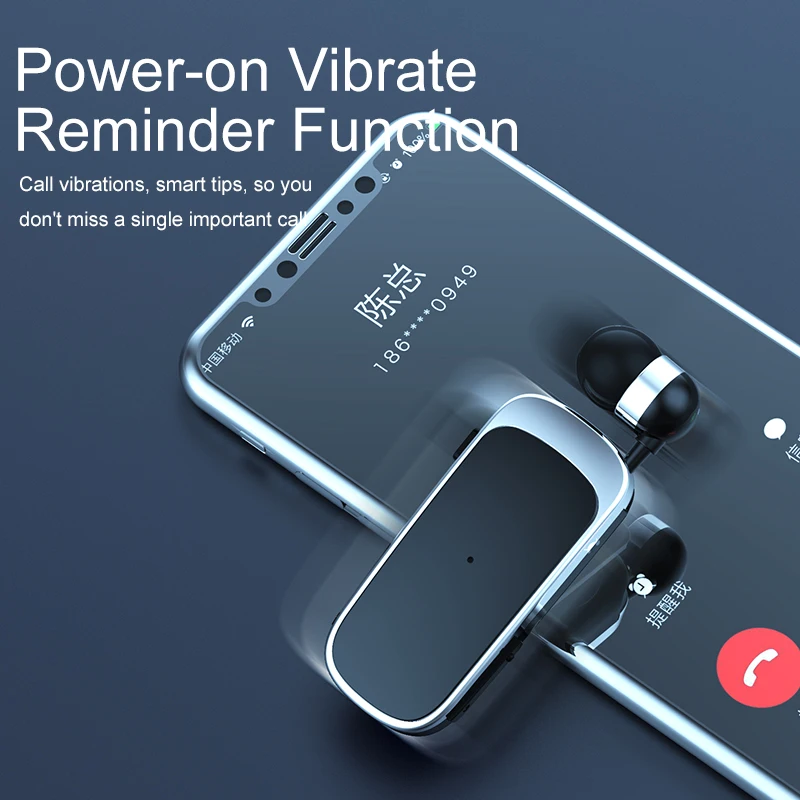 Mini Portable Wireless Bluetooth Earphone In-Ear Headset Vibrating Alert Wear Clip Hands Free Earphones ears in lotus with wire