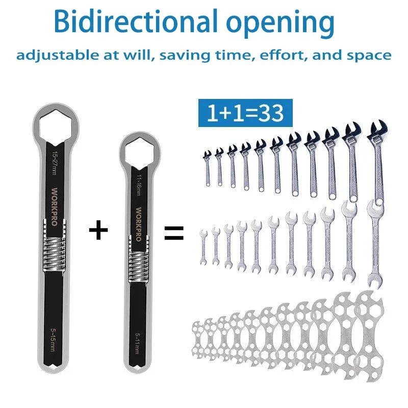 

Universal Wrench Adjustable Open End Multi-purpose Handle Hardware Tool Double Head Adjustable Multi-functional Ring Wrench