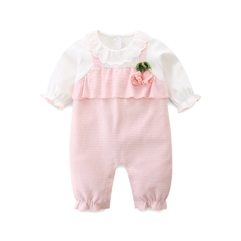 

Spring and Autumn Children's Clothing Infant Pink Cute One-piece Dot Toddler Romper Kids Jumpsuits Outing Baby Girl Clothes
