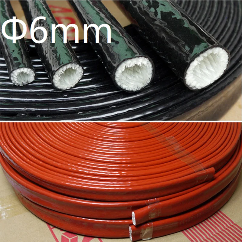 

Thickening Fire Proof Tube ID 6mm Silicone Fiberglass Cable Sleeve High Temperature Oil Resistant Insulated Wire Protect Pipe