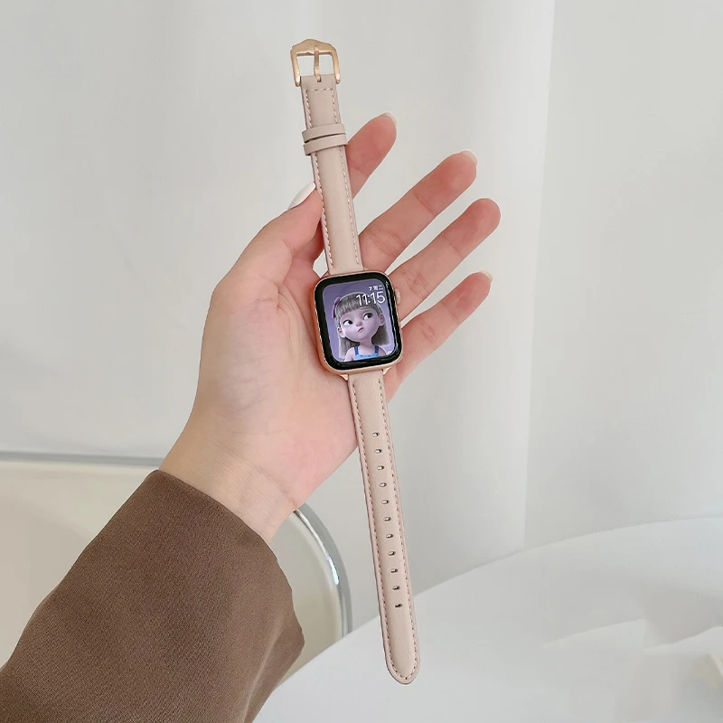 

Ультрамягкий кожаный ремешок 49 мм для Apple Watch SE8 7 6 5 38 40 мм 44 мм, многофункциональная петля для IWatch 42 мм 41 45 мм 4 3, тонкий ремешок