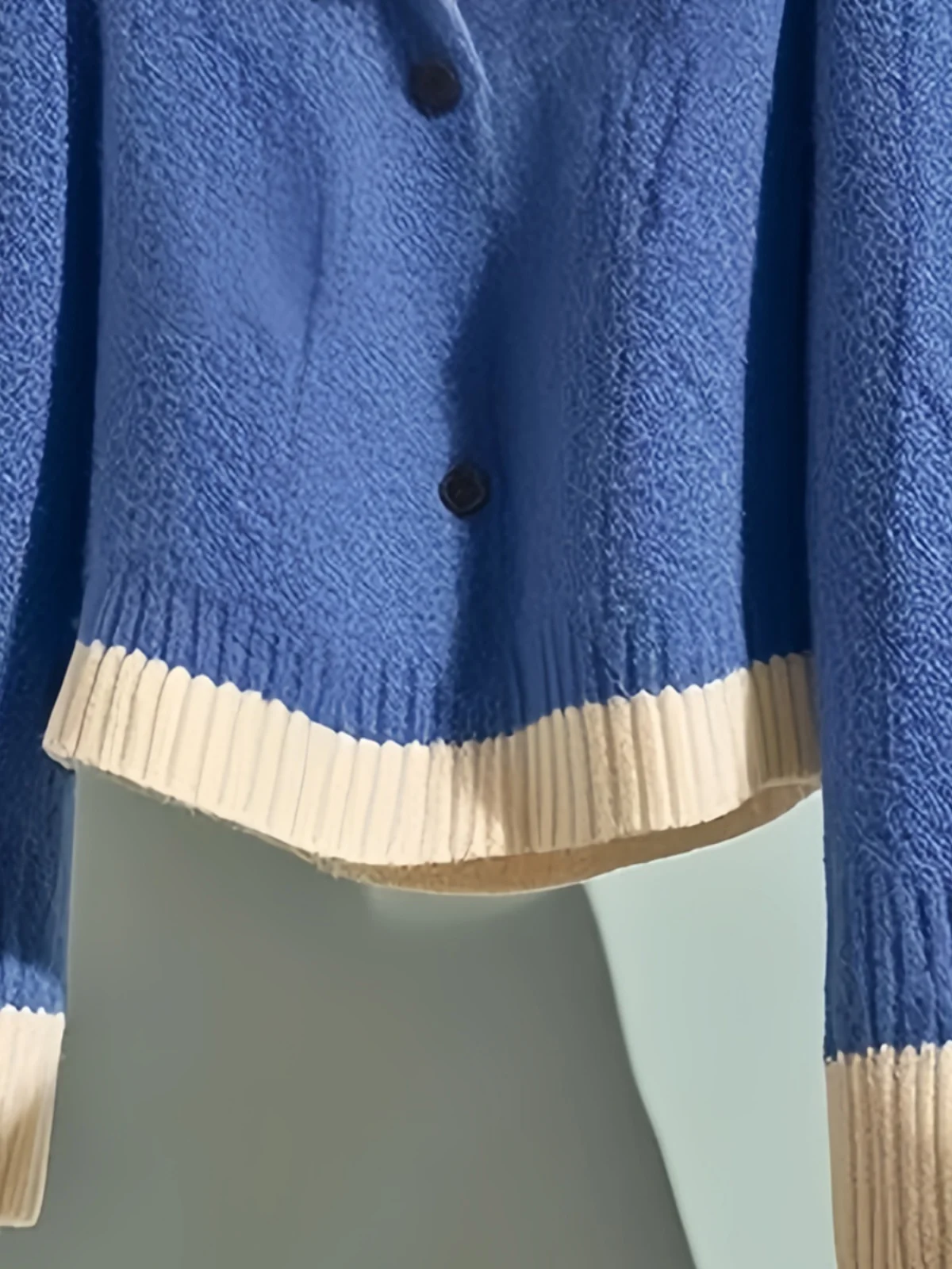 Blue Lapel Knit Sweater Women's 2024 New Late Autumn Early Winter Wear French sle Lazy High Sense Top