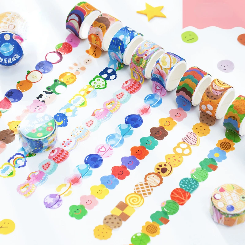 

100pcs/roll Colorful Flowers Cartoon Retro Art Handbook Diary DIY Decoration PET Sticker for Album Notebook stickers for kids