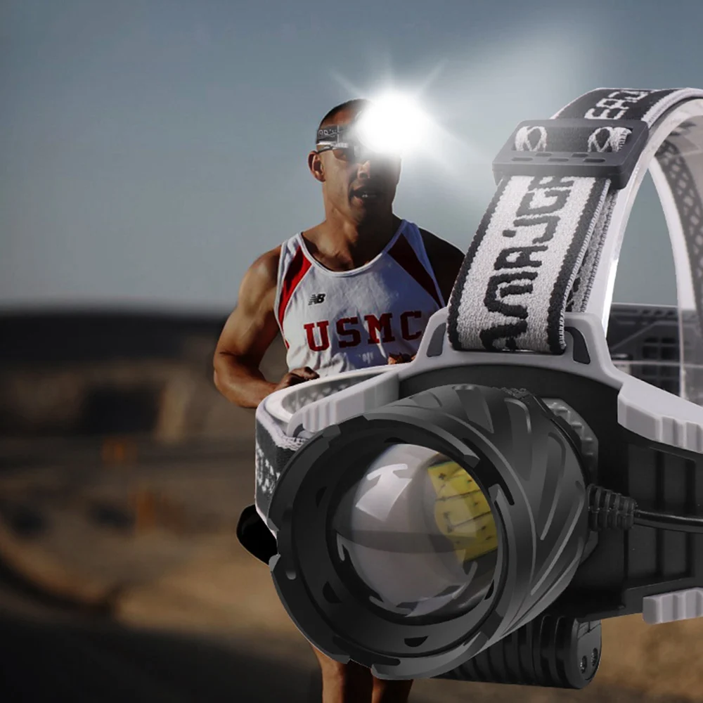 

ZK30 High Power Waterproof XHP99 Super Bright LED Headlamp Fishing Headlight Telescopic Zoom IP64 with Charge Display