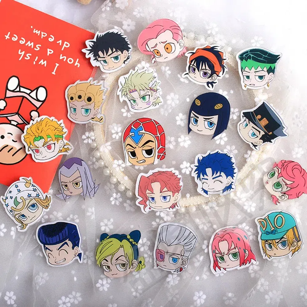

20Pcs/Lot Cartoon Anime JOJO acrylic Brooch bag accessory small gift cute boys girls student Pin Badge