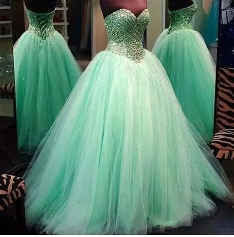 

ANGELSBRIDEP мятно-зеленые платья для Quinceanera для 15-летнего возраста, блестящие женские бальные платья принцессы на день рождения