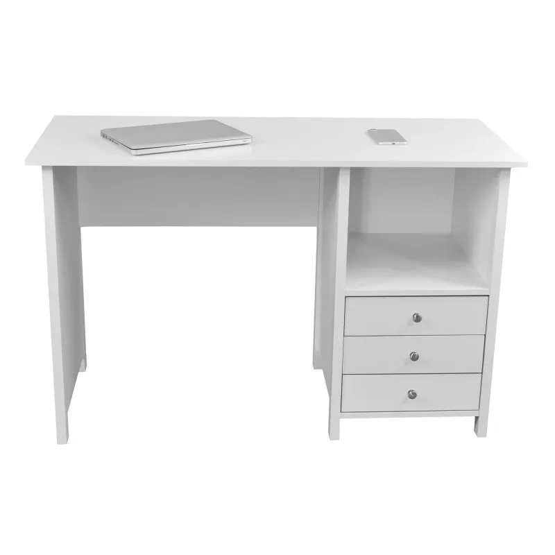 

Gaming Desk Contemporary Desk with 3 Storage Drawers White Computer Desks Desk Table Office Accessories