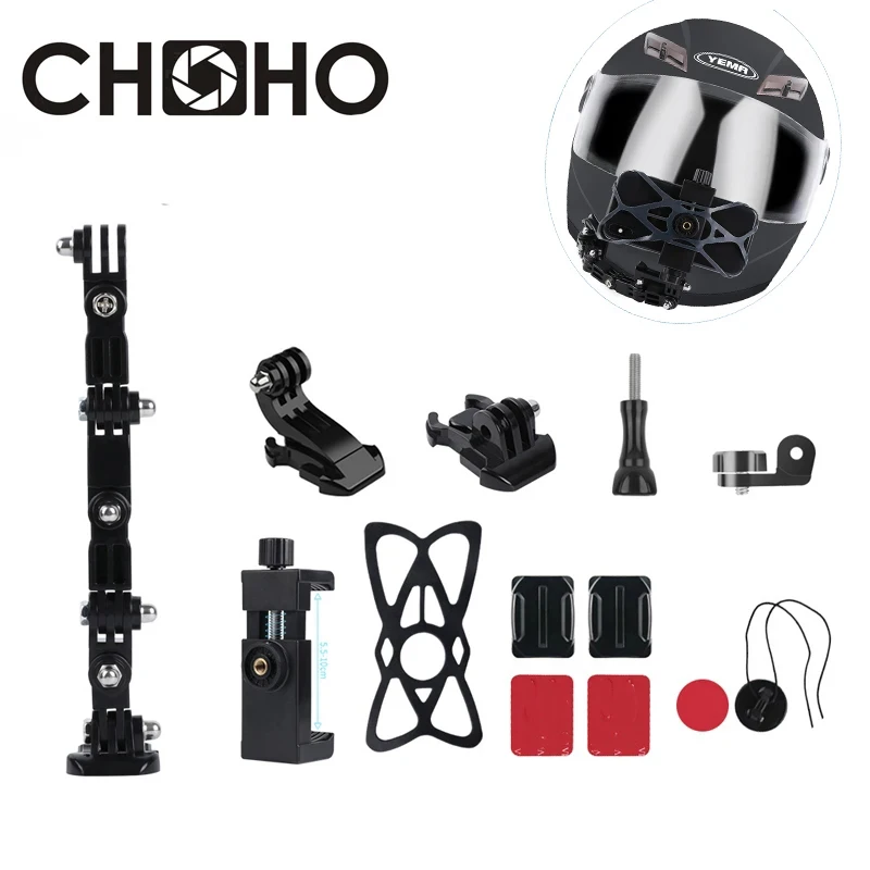 Фото Аксессуары для Gopro, крепление на подбородок, держатель для мобильного телефона для езды на подбородке, мотоцикл Vlog, камера DJI OSMO Action 5 PRO Insta360 X4 №1