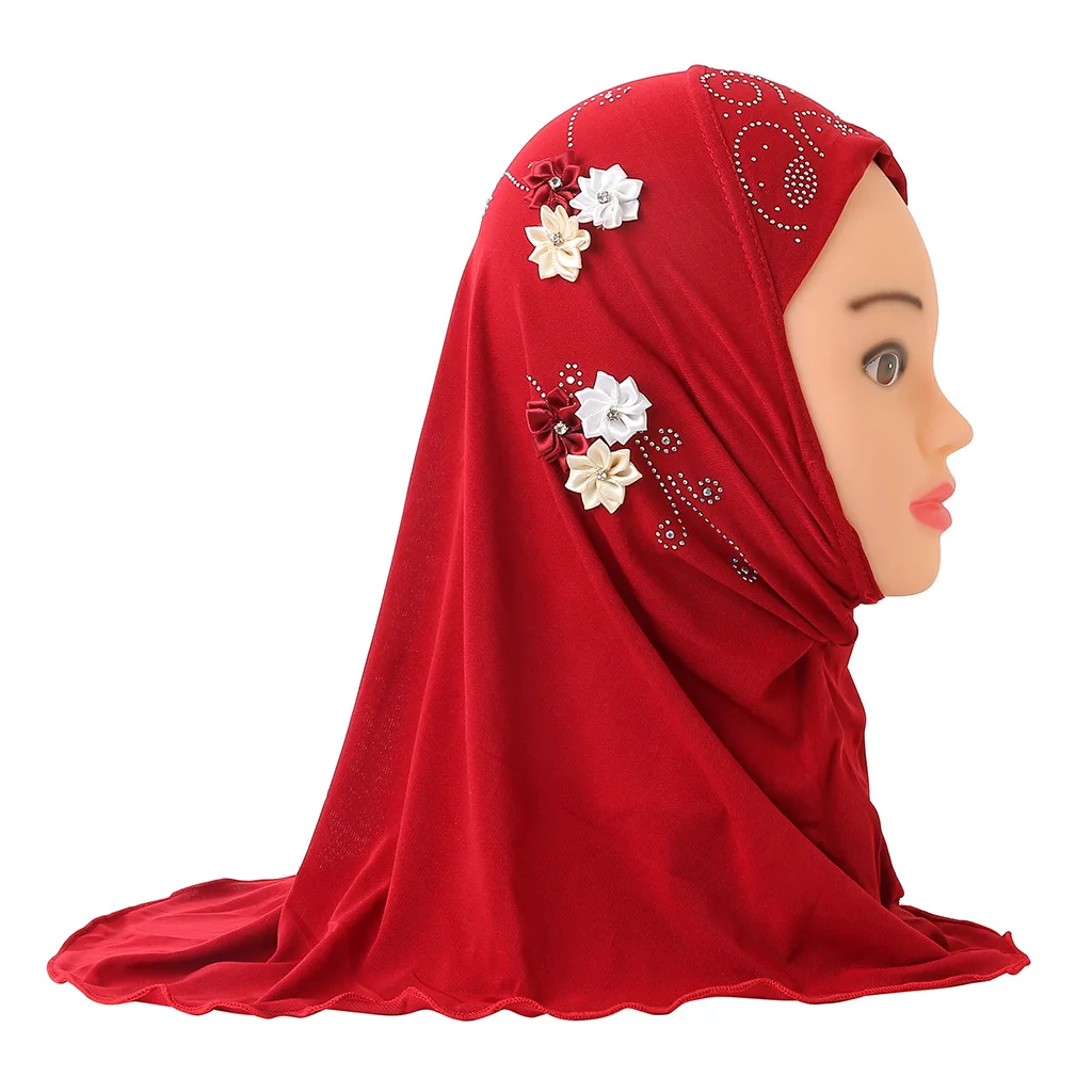 Fashion Plain Islamic Underscarf Children Stretch Spandex Soft Muslim Cap Bonnet Flower Girl Inner Hijab Cool thin section