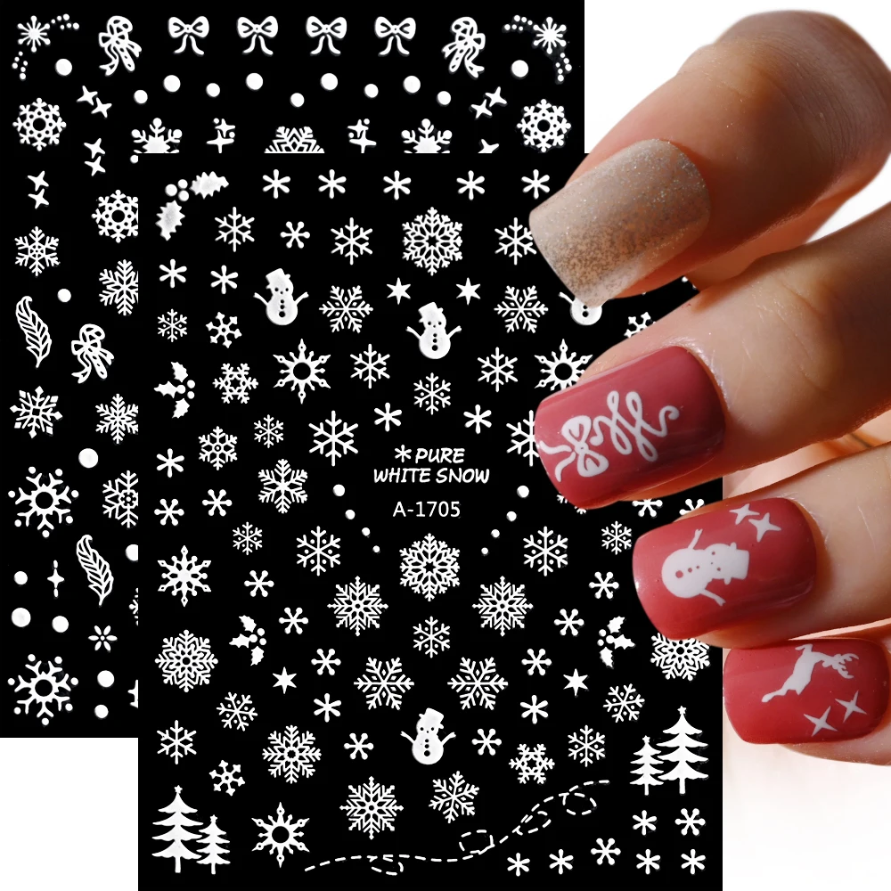 

Winter Xmas 3D Nail Art Sticker Christmas Elk Santa Snowflake Bronzing Slider Design Polish Nails Decals Nail Art DIY Decoration