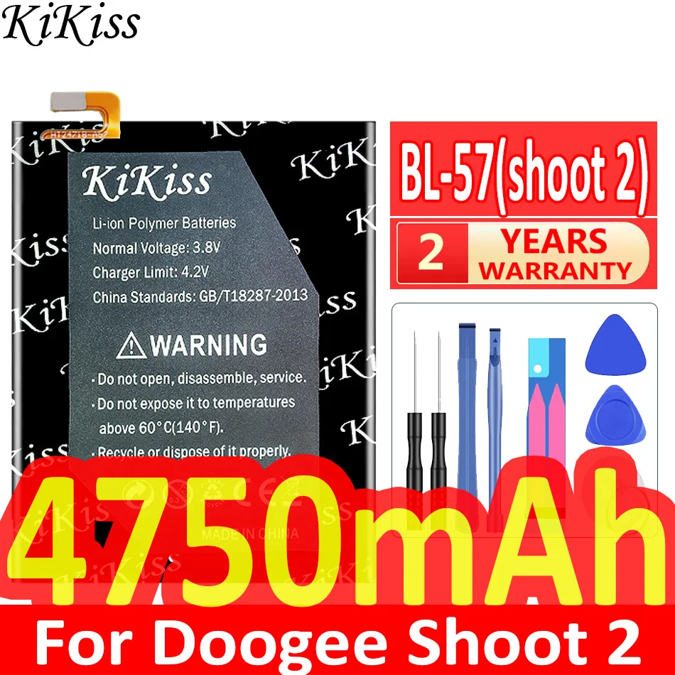 

KiKiss Bl-57 Bl 57 Battery For Doogee Shoot 2 Shoot2 Replacement 4750mAh Smart Phone Parts Bateria Batterie Baterij + Free Tools