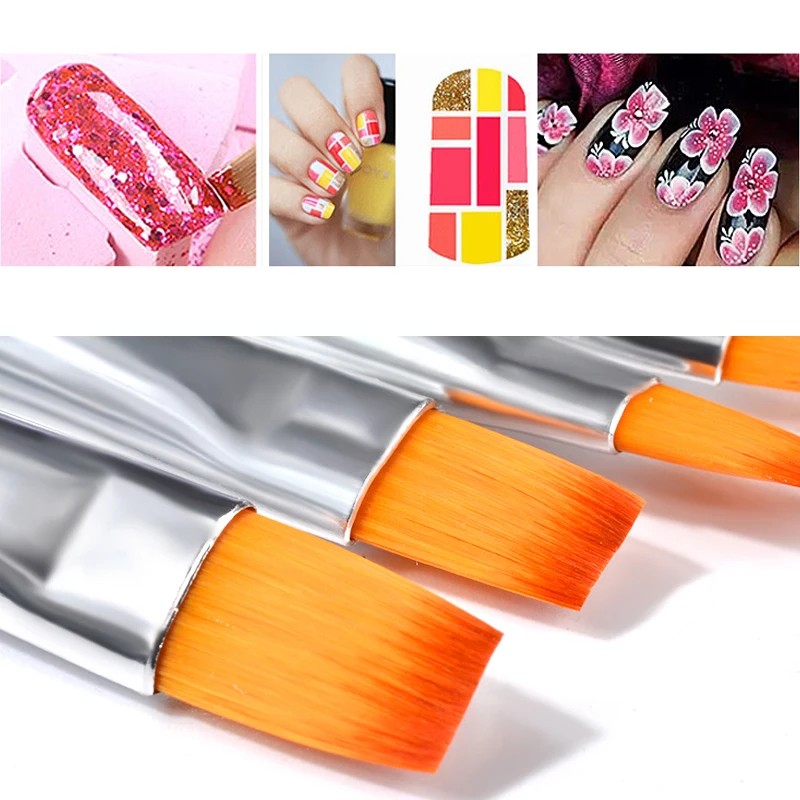 7pcs/set Pink Rhinestone Nail Art Brush Pen Crystal Metal French Style Acrylic Gel Polish Painting Drawing Salon Manicure Tool - купить по