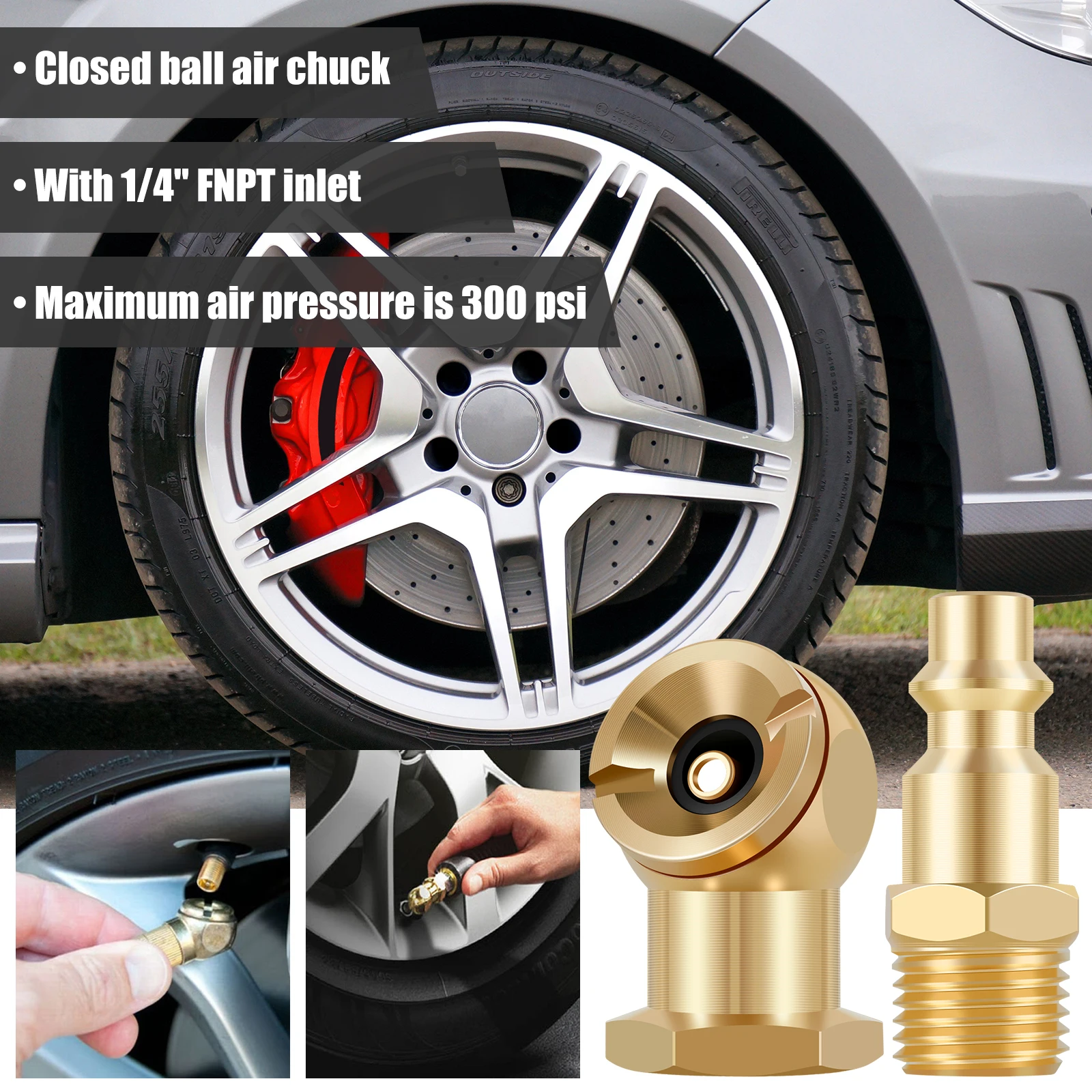 2 шт. патрон воздушный латунный с закрытым шариком фунтов на квадратный дюйм