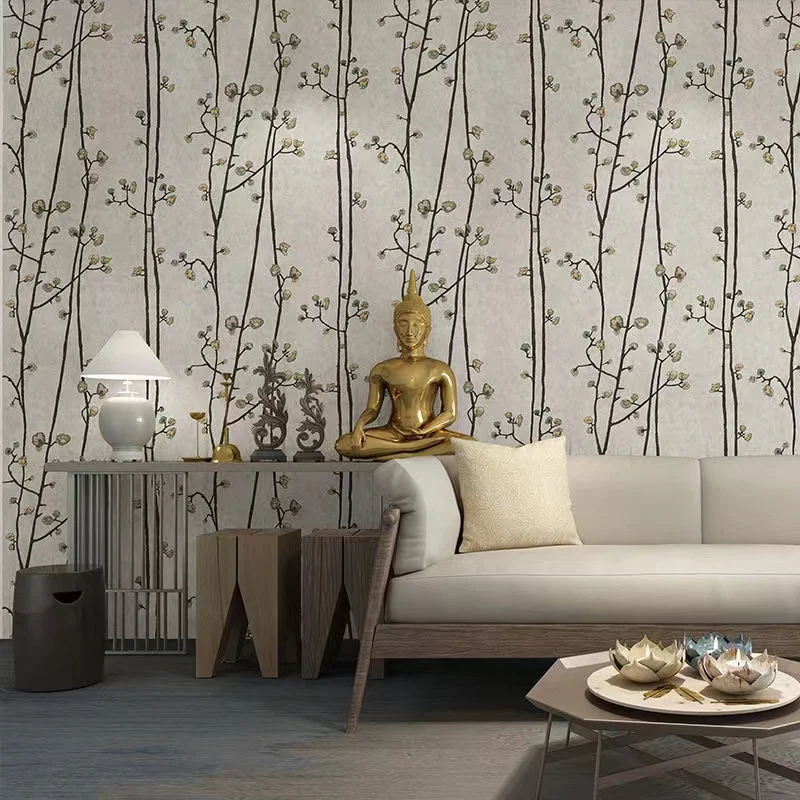 

Blooming Wall Vintage Flower Trees Wallpaper American Wall Mural for Living Room Bedroom Oil Painting Pvc Wall Sticker Roll