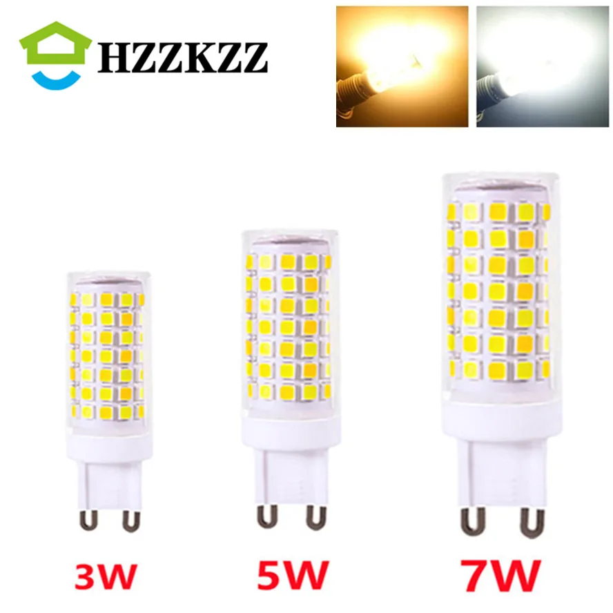 Фото Светодиодсветодиодный лампочка G9, переменный ток 220 В, 3 Вт, 5 Вт, 7 Вт, чип 2835 SMD, керамичессветильник светодиодная лампочка, сменная галогенна... №1