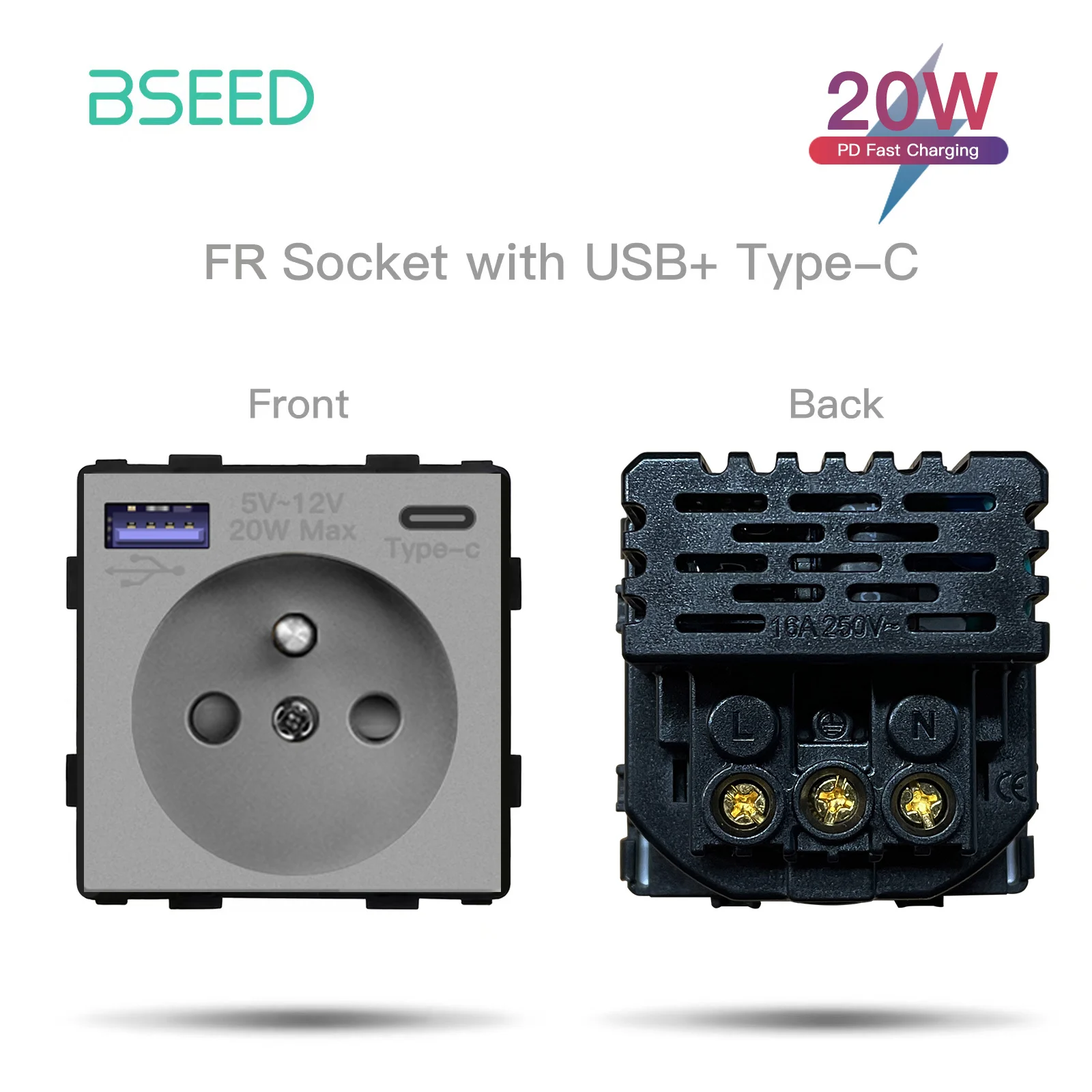 

BSEED серый переключатель USB розетки
