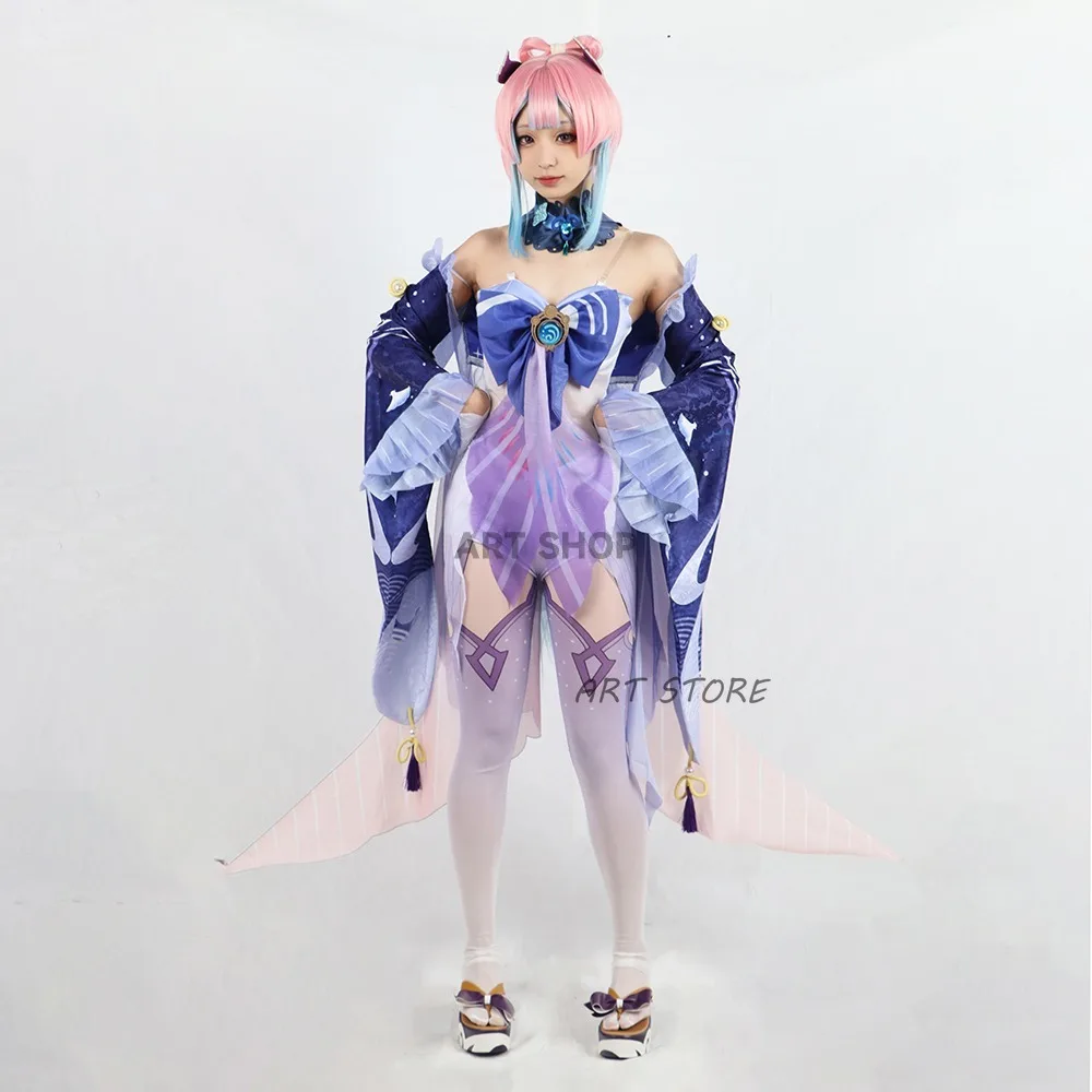 Костюм для косплея Sangonomiya Kokomi одежда парика Genshinimpact костюмы аниме-игры Хэллоуина