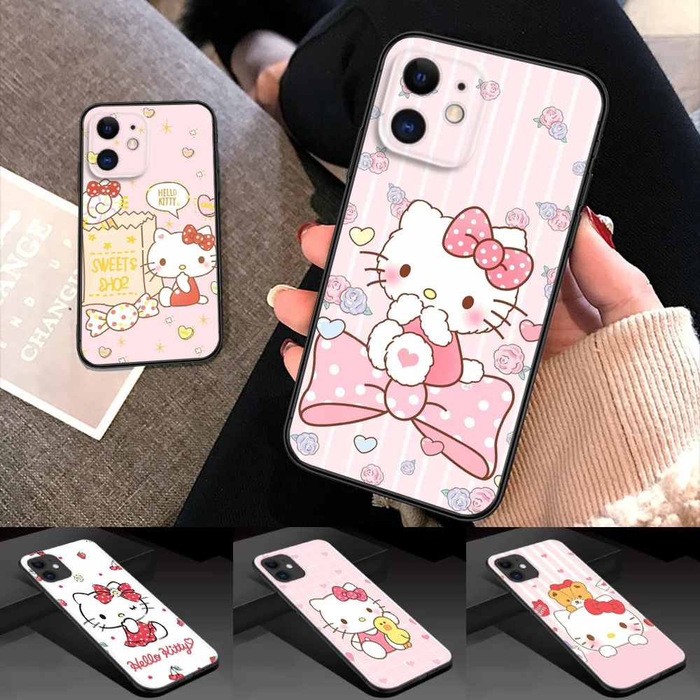 G35 Holle Kitty cute Soft Silicone Case for iPhone 15 14 Plus 13 12 11 X XS XR Pro Max Mini 8 7