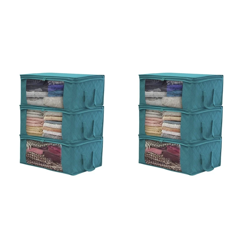 

6PC Quilt Storage Bag With Lid,Foldable Dust-Proof Storage Box,Large-Capacity Storage Bag For Clothes,Closet Storage Bag