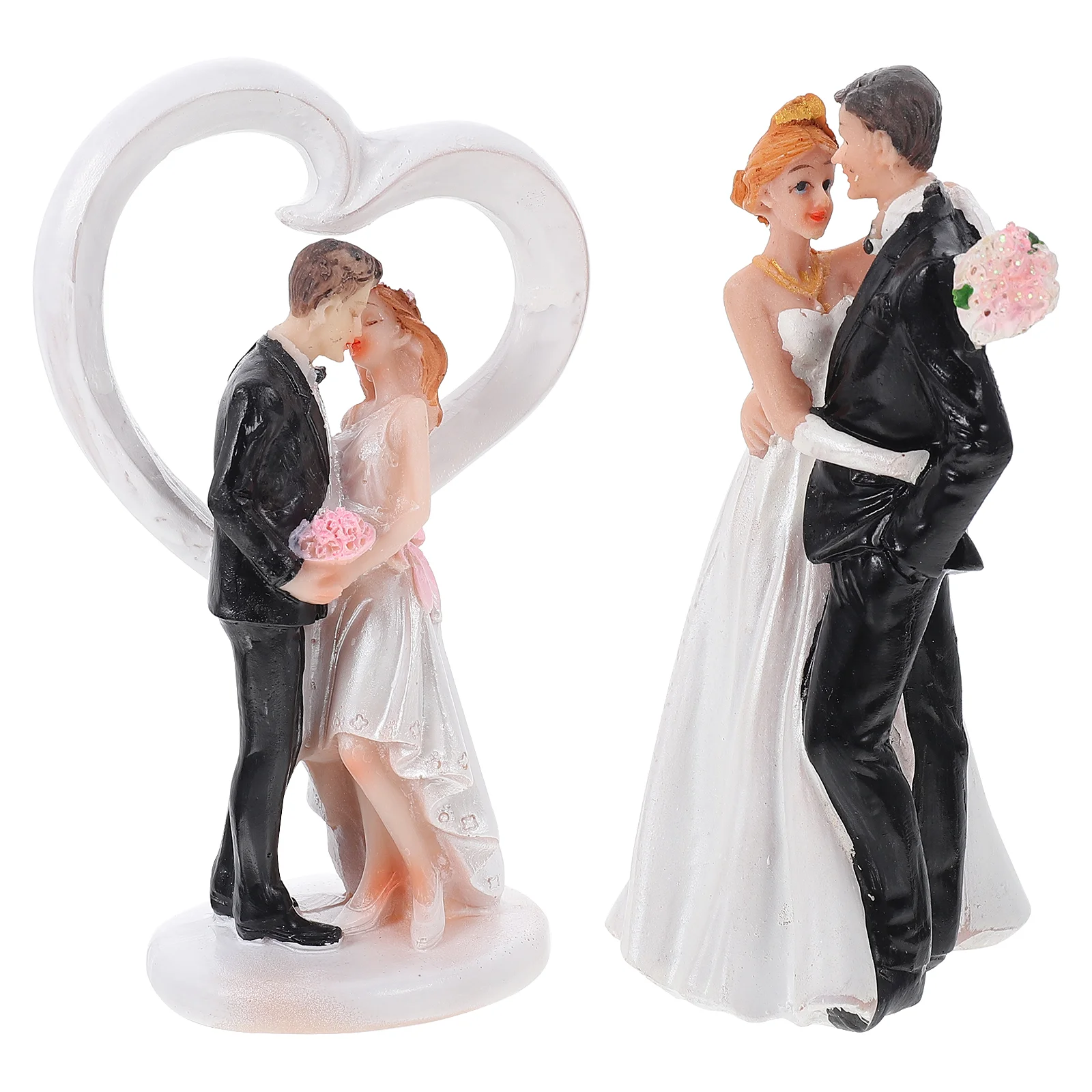 

2Pcs European Style Bride and Groom Cake Topper Wedding Figurines Valentine's Day Decors