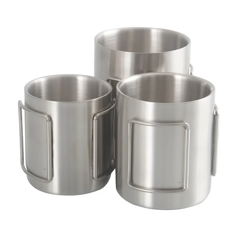 

200/300ml Stainless Steel Travel Camping Mug Beer Whiskey Coffee Tea Handle Cup Kitchen Noodle Cups Bar Drinking Tools Accessory