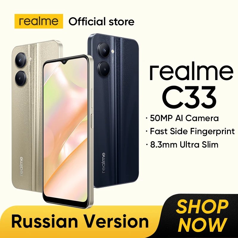 

[World Premiere] realme C33 Smartphone Octa Core Processor 50MP AI Camera 5000mAh Battery 8.3mm Ultra Slim 6.5"Fullscreen