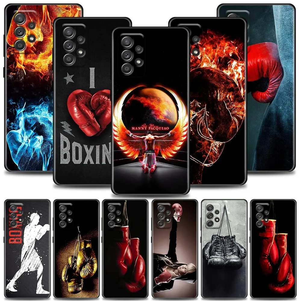

Phone Case for Samsung A01 A02 A03s A11 A12 A21s A32 A41 A72 A52s 5G A91 Case Soft Silicone Cover Power Boxing Gloves