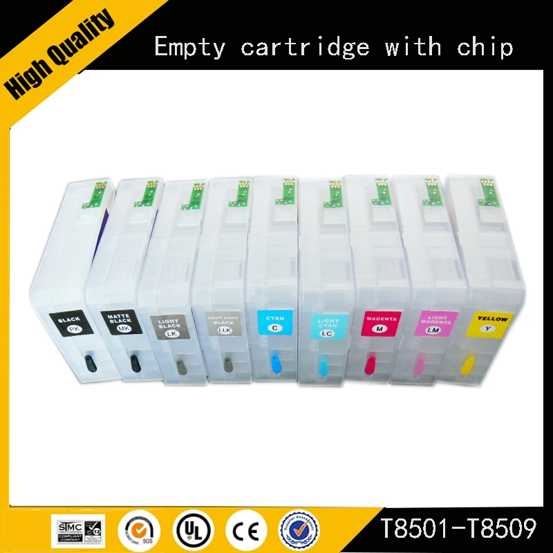 

Einkshop 1set T8501-T8509 Empty Refillable With Reset Chip For Epson SureColor P800 Printer 80ML/PC