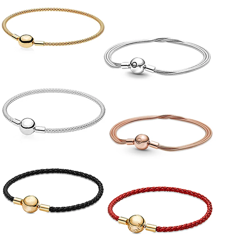 

Подлинная скользящая Пряжка из стерлингового серебра S925, многослойный браслет с линией, подходит для оригинального бутика «сделай сам»