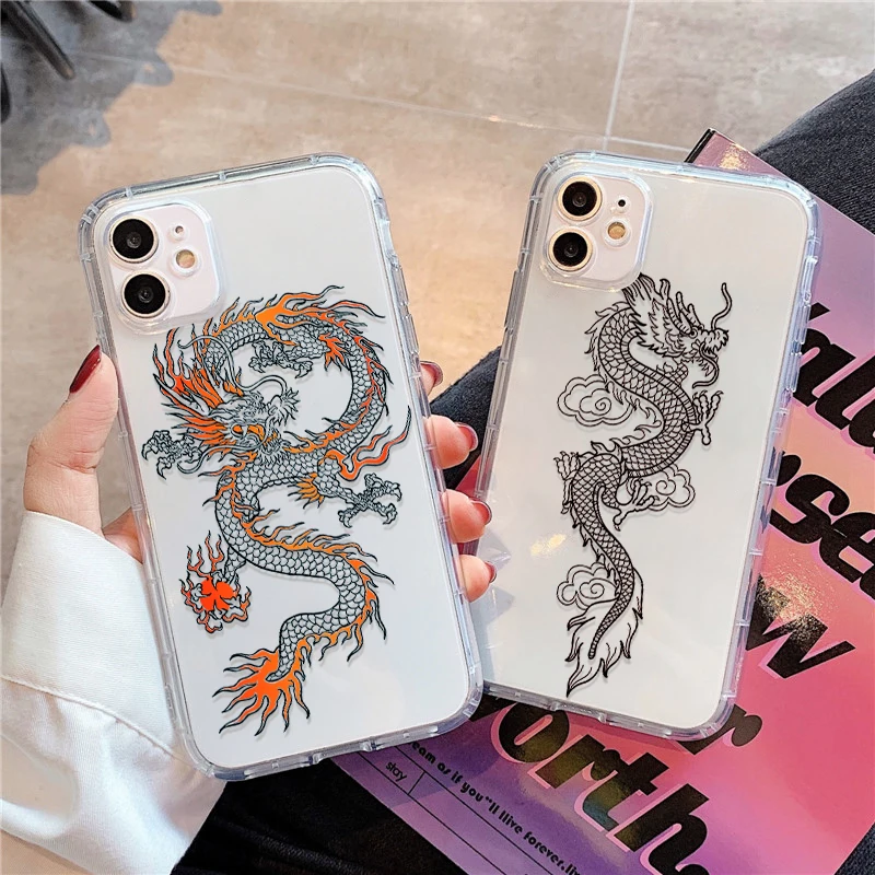 

Soft TPU Case For iPhone 11 Case Clear Dragon Funda iPhone11 13 12 Pro Max 13 Mini X XR XS Max 7 8 Plus 6s SE2 2020 Back Covers