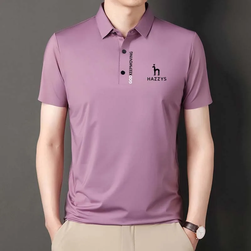 2023 Men's Wear HAZZYS Golf Clothing Summer T Shirt Horse Solid Color Short Sleeve Casual Polo Business Sports