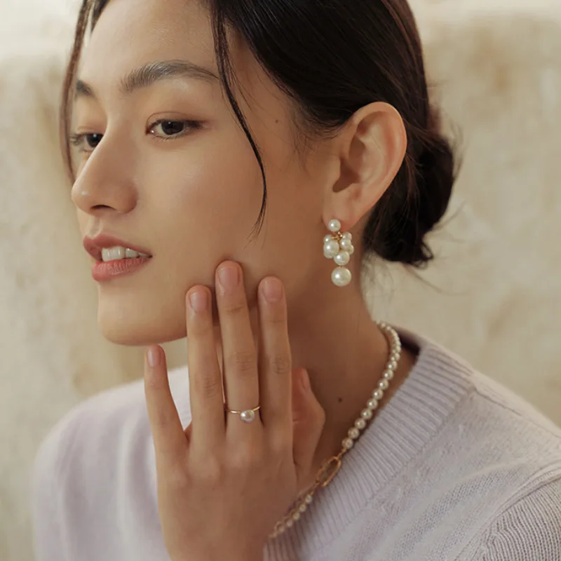 

Timeless Wonder Glam Fringe Faux Pearl Geo Stud Earrings for Women Jewelry Goth Designer Trendy Ins Egirl Korean Japan New 6214