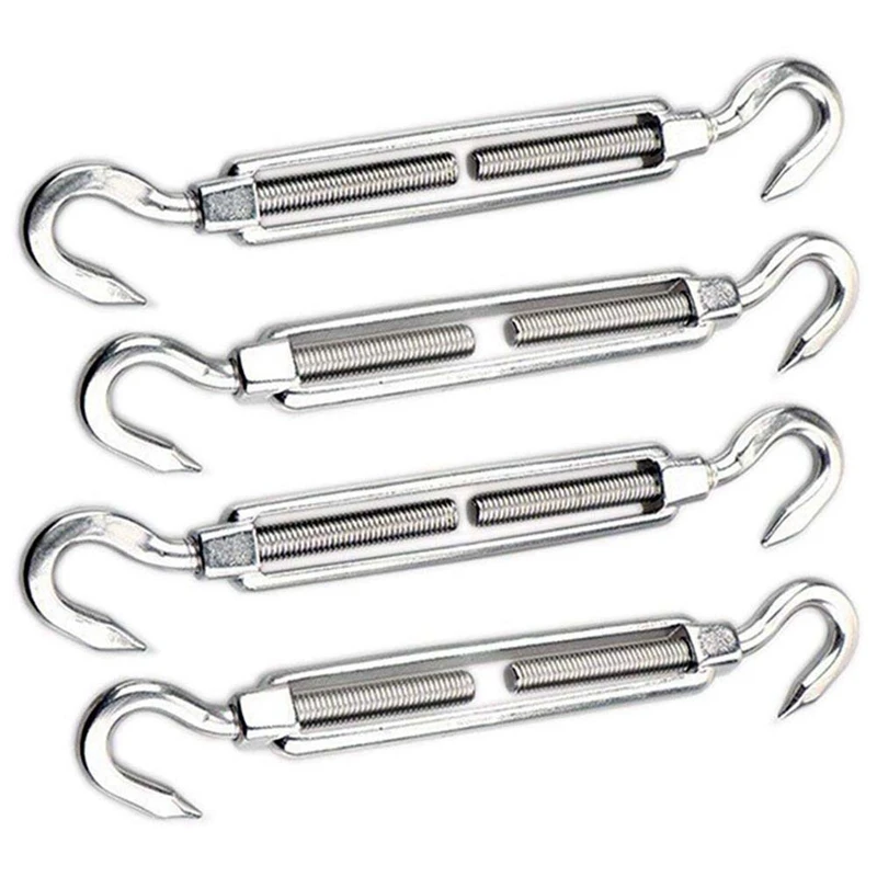 

Hot SV-4Pcs M8 Turnbuckle Wire Tensioner, 304 Stainless Steel Hook Rope Cable Tension Set (Turnbuckle X 2)