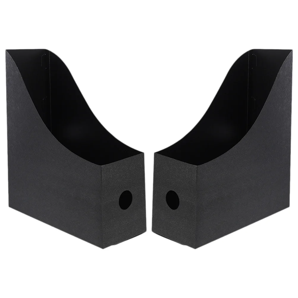 

2 Pcs Book Shelf Black File Storage Box Holder Stand Desktop Document Rack Magazine Organizer Student Use