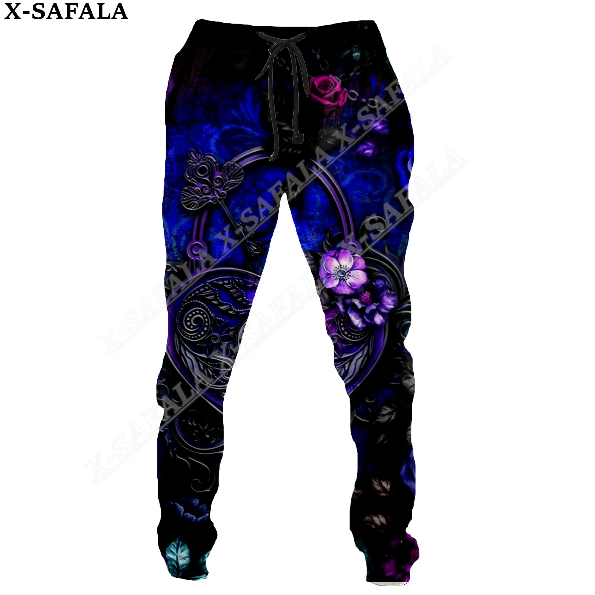 Брюки мужские/женские с 3D-принтом бабочки на шнуровке