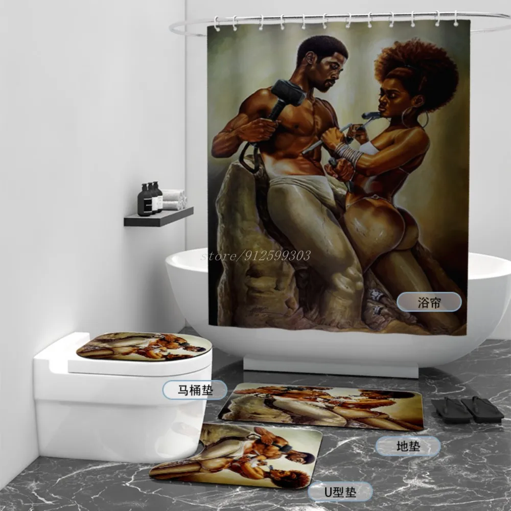 Африканский сильный человек сексуальная девушка душ раньше влюбленный