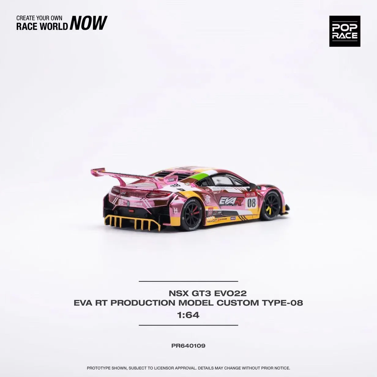 Фонарь 1:64 POP Race NSX GT EVO R EVA PinkYellow коллекционные модели автомобилей из сплава