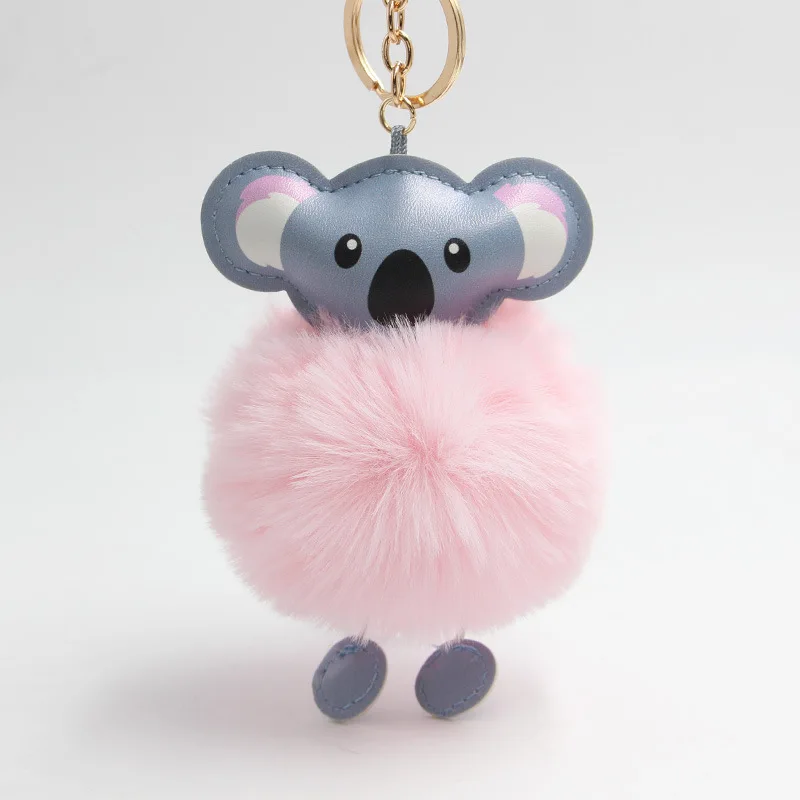 

Pompom Koala Keychain Toy Stuffed Koala Doll Toys Imitation Rabbit Fur Fluffy Backpack Bag Pendant Koala Toy Gifts Girl Boy