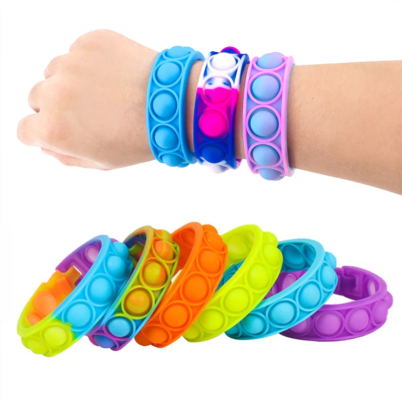 

pops bubble simple dimple toy its fidget anti stress relief colorful silicone bracelet anxiety sensory for autism adhd children