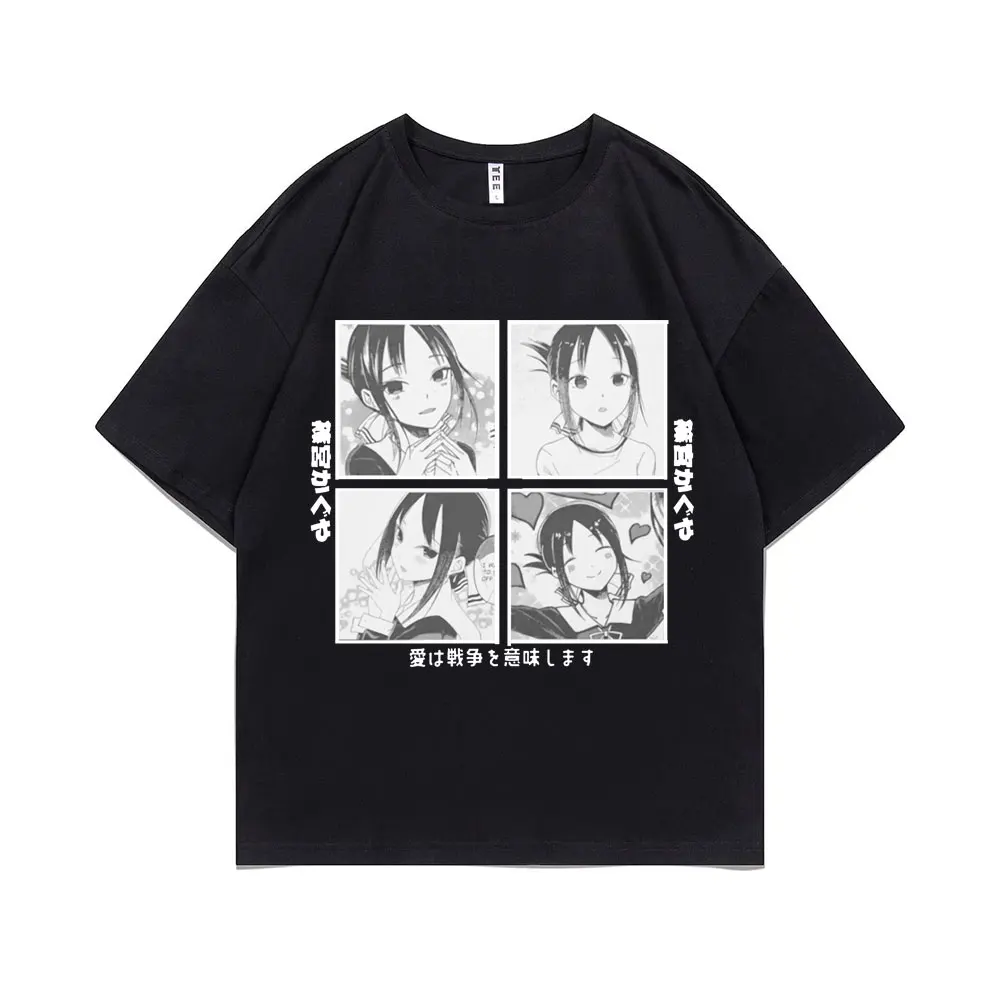 

Japanese Anime Kaguya Sama Love Is War Miyuki Fujiwara Chika Tshirt Men Women Cotton Loose Oversize Tee Couples Y2k T-shirt Tops