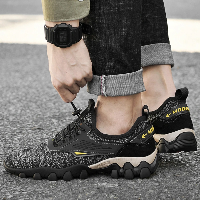High Quality Men Hiking Shoes Breathable Soft Sneakers Male Sport Shoes Outdoor Rubber Camping Moutain Trekking Travel Mens Shoe