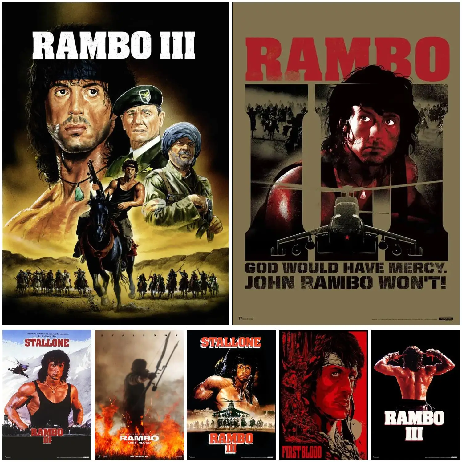 Плакат из фильма Rambo III (1988), художественный плакат на холсте и настенный художественный плакат, современный семейный декор для спальни, плакаты