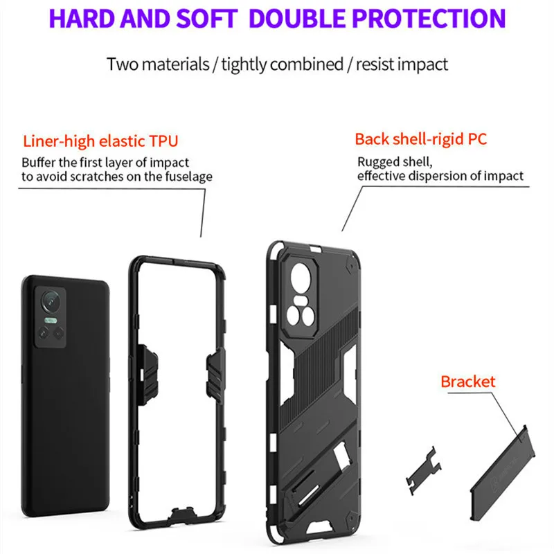 For Realme GT Neo 3 5G Case Punk Stlye Hard Armor Rubber Bracket Bumpur Realme GT Neo3 Neo 2 GT 2 Cover For Realme GT Neo3