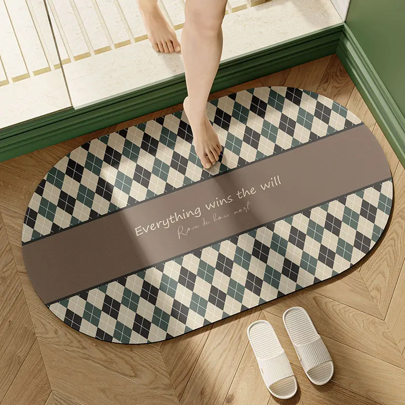 

Супервпитывающий коврик для ванной, Быстросохнущий Противоскользящий коврик для душа, овальные коврики для ванной и туалета, домашний ковр...