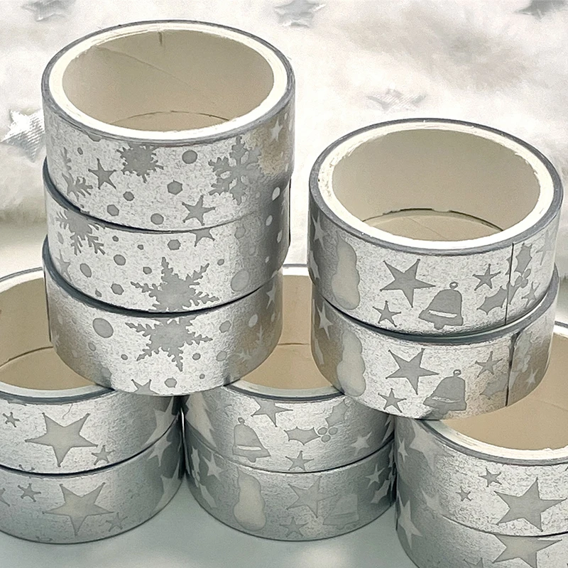 Новинка 1 шт. 2 м деко серебряная фольга снежинка звезды рождественская лента васи