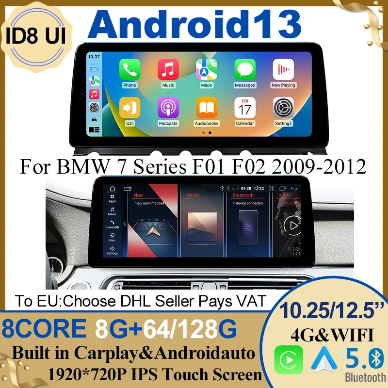 

Android13 8 Core 8G 128G 1920 Carplay Auto Head Unit 4G For BMW 740 Series F01 F02 Car Video Player Central Multimedia Screen