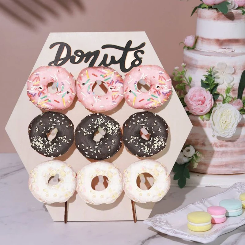Donuts Wall Stands Board DIY Wood Doughnuts Stands Wedding Birthday Party Dessert Cake decor Display Holder Bridal Shower Favors