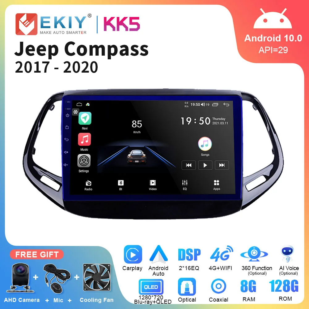 

EKIY KK5 Android Auto Radio For Jeep Compass 2017 2018 2019 2020 Multimedia Video Player Stereo Navigation GPS Carplay 2 Din DVD